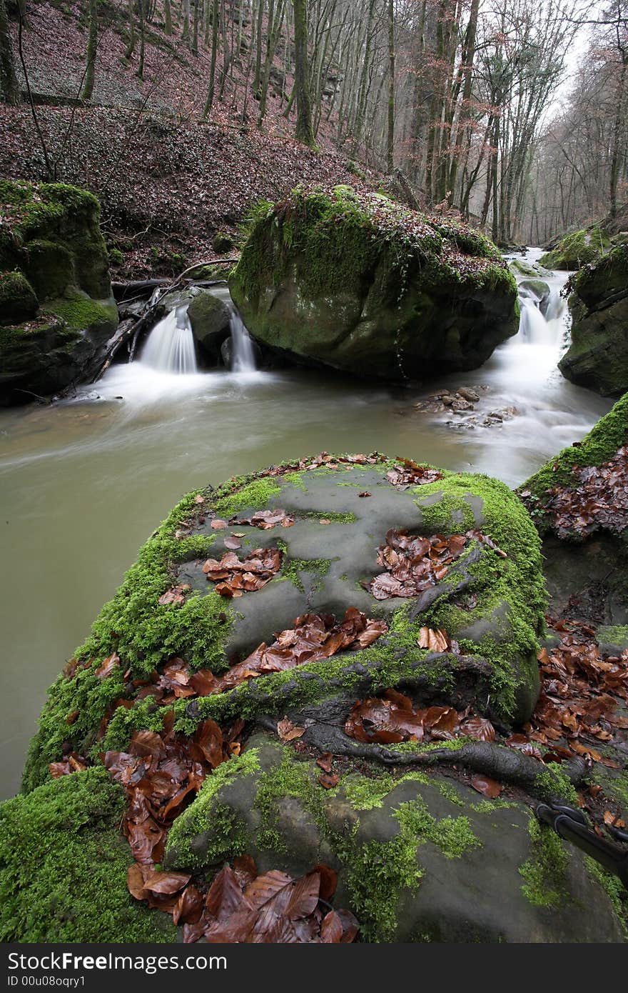 Black Ernz river in Luxembourg. Black Ernz river in Luxembourg