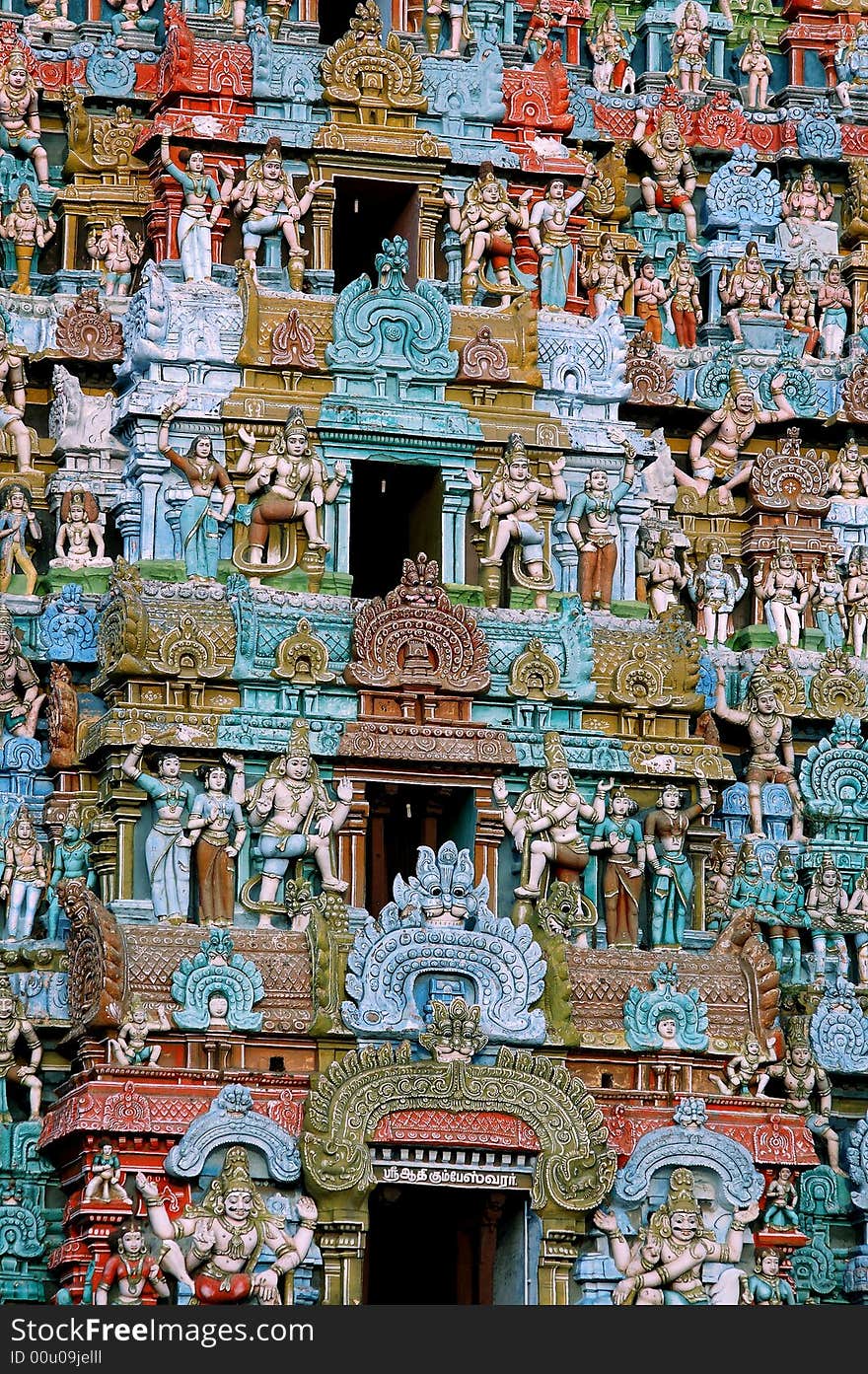 Ancient Hindu Temple in India Closeup