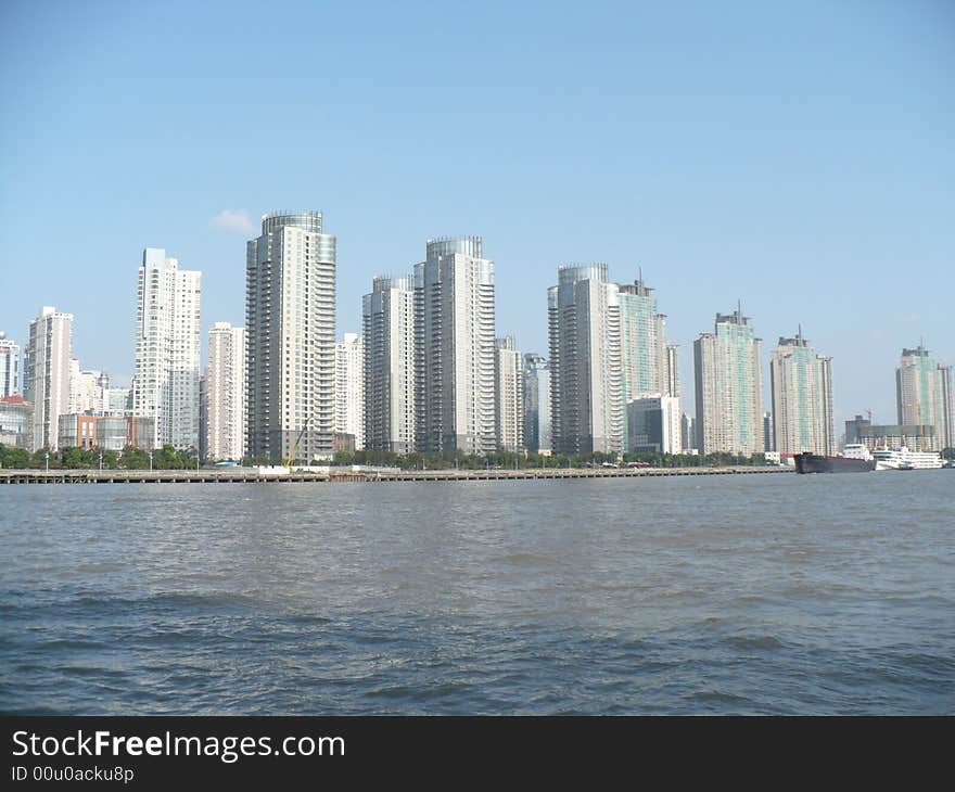 Asia Asian china, Chinese contrast country culture Pudong Shanghai skyline skyscrapers