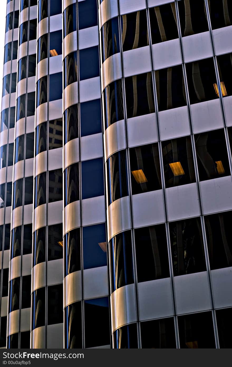 Closeup of skyscraper window reflections in downtown San Francisco. Closeup of skyscraper window reflections in downtown San Francisco.