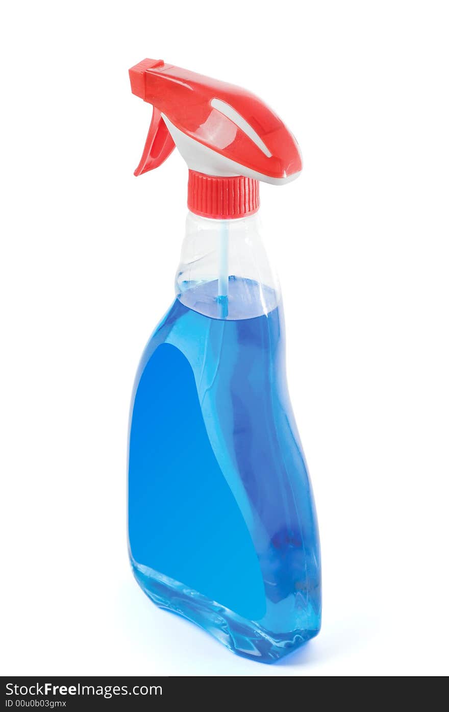 Spray bottle with blank label isolated on a white background