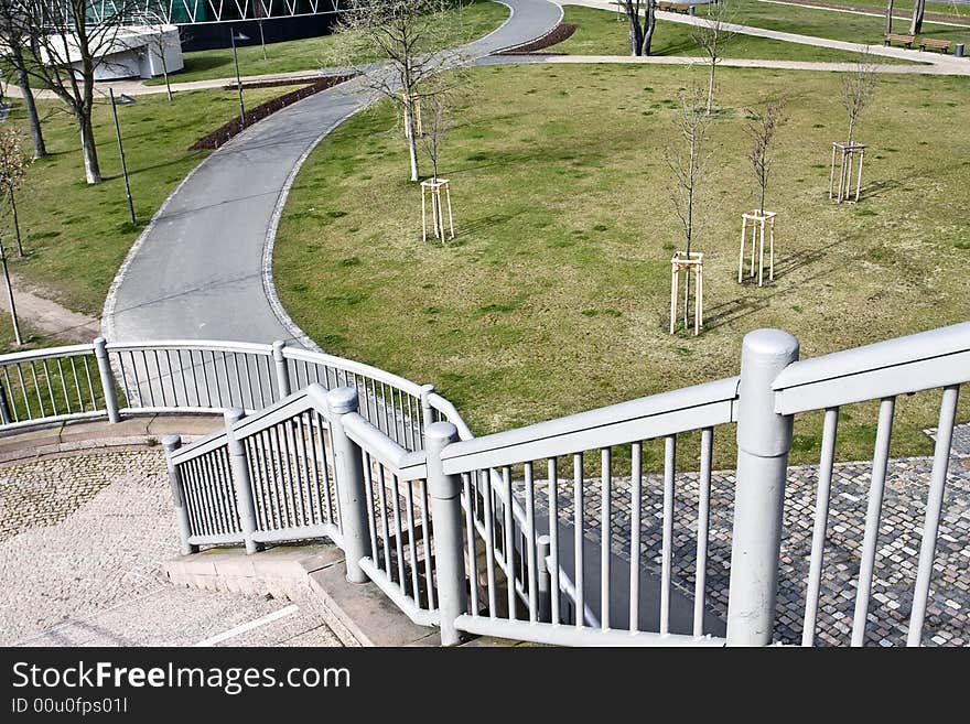 Access to a park near the river Main in Frankfurt, Germany. Access to a park near the river Main in Frankfurt, Germany