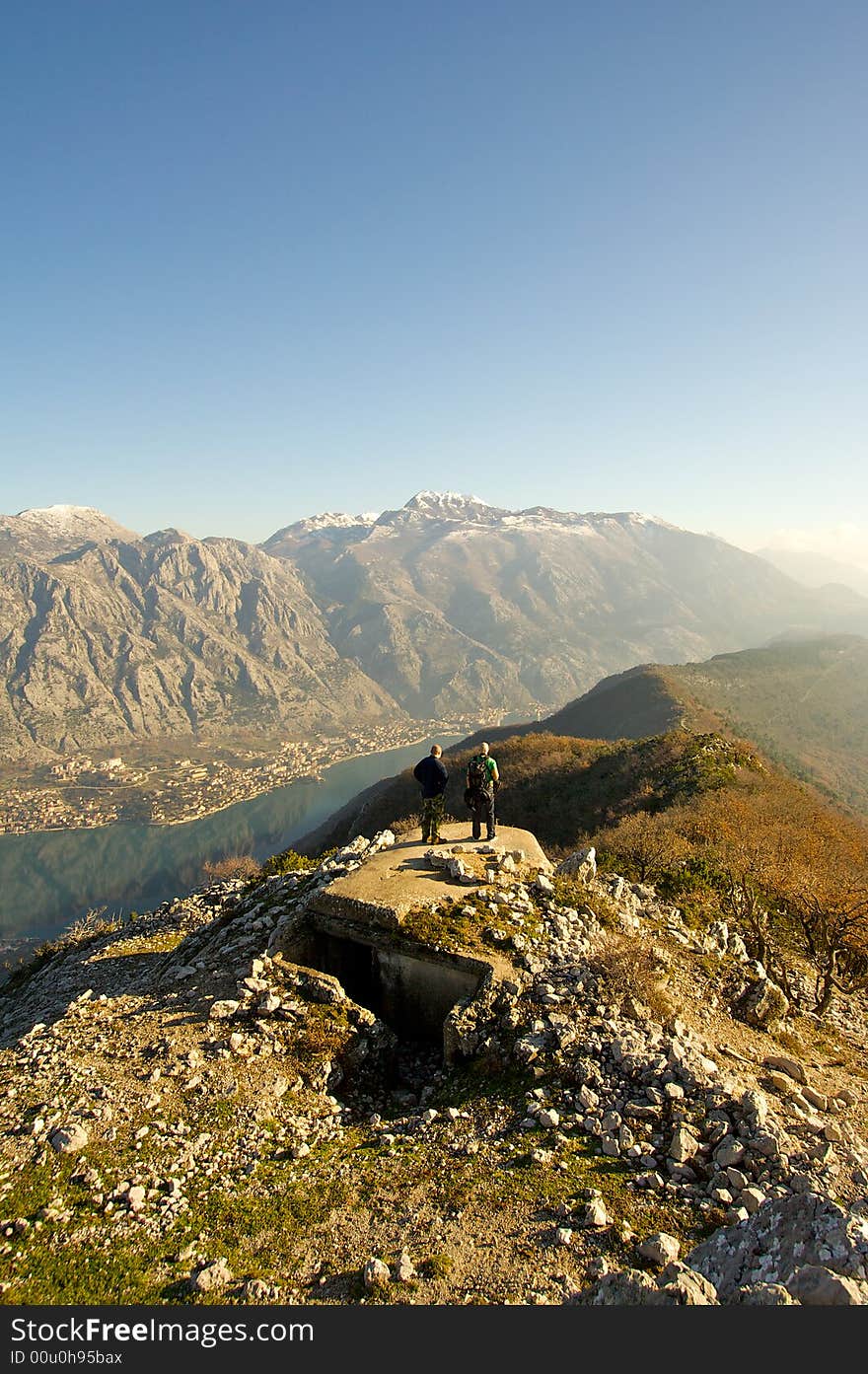 Mountannegro landscape. Balkans. Two people looking at the beauty. Mountannegro landscape. Balkans. Two people looking at the beauty.