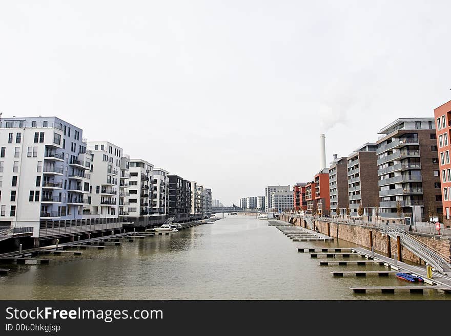 Residential area near the river Main in Frankfurt, Germany. Residential area near the river Main in Frankfurt, Germany