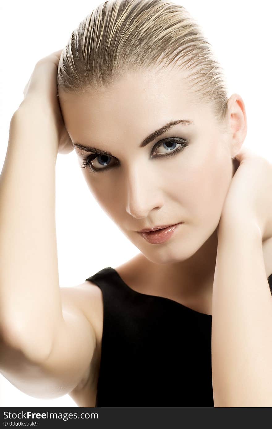 Close-up portrait of a young beautiful woman