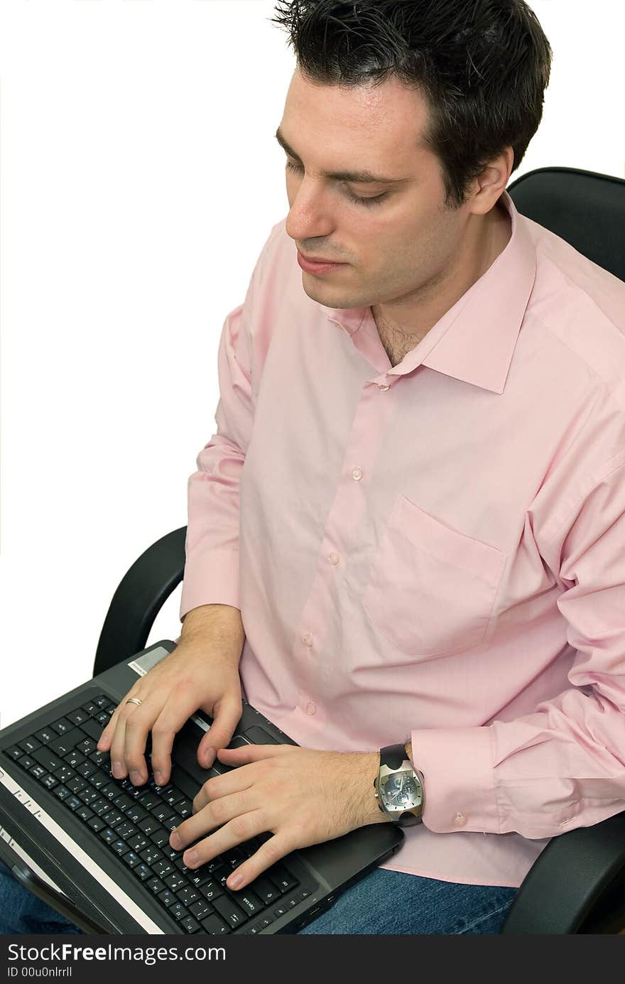 Man Working at home on laptop