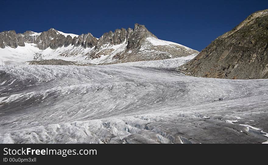 Thawing of Rhone Glacier, Rhonegletscher, Switzerland.