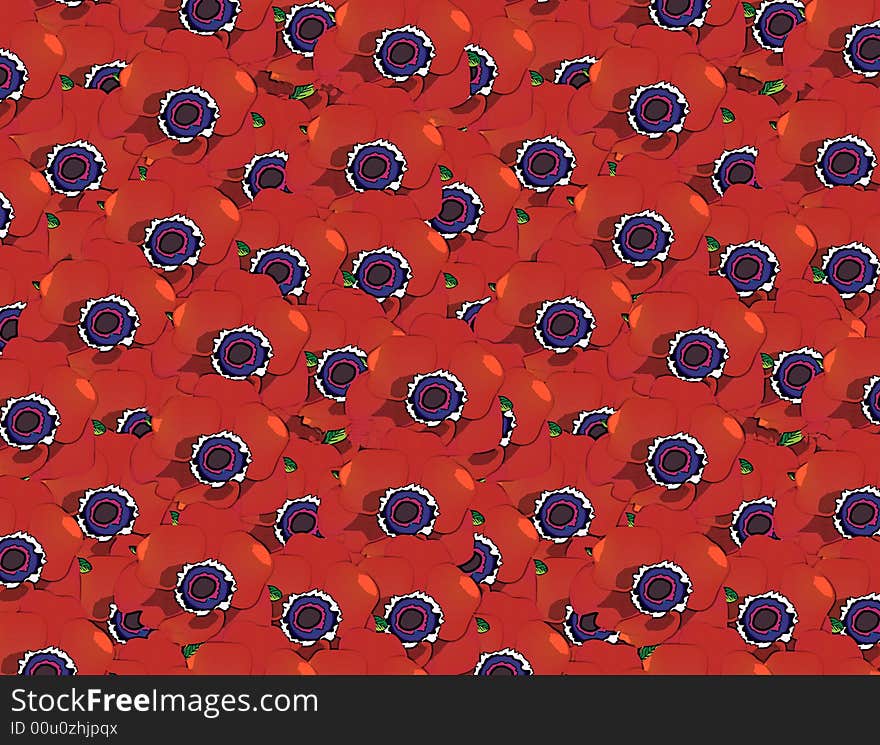 A Composition filled with red Poppy flowers. A Composition filled with red Poppy flowers