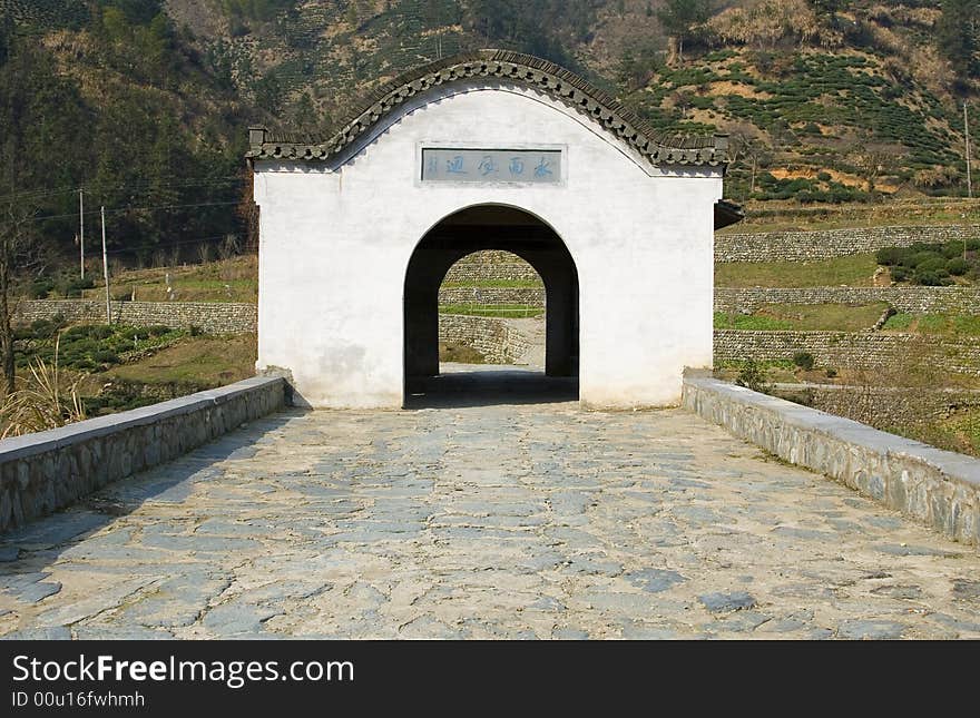 A beautiful old stone bridge in rural China. A beautiful old stone bridge in rural China