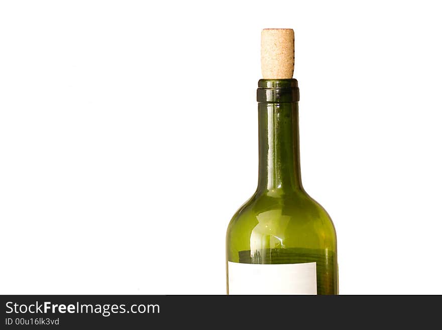 Detail of an isolated bottle of wine over a white background. Detail of an isolated bottle of wine over a white background.