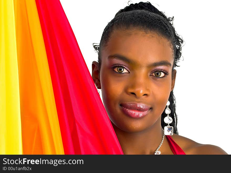 African girl with a colorful umbrella