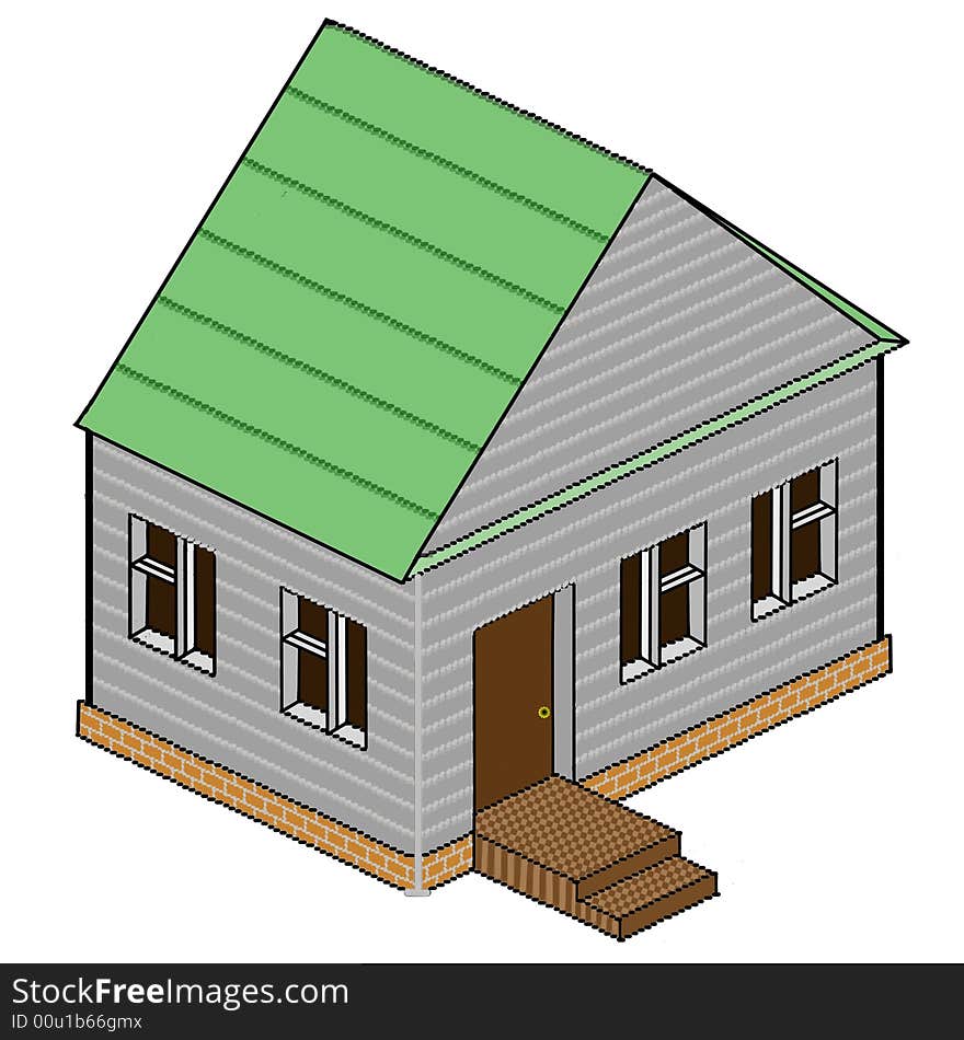 In this illustration is situated a little house. In this illustration is situated a little house