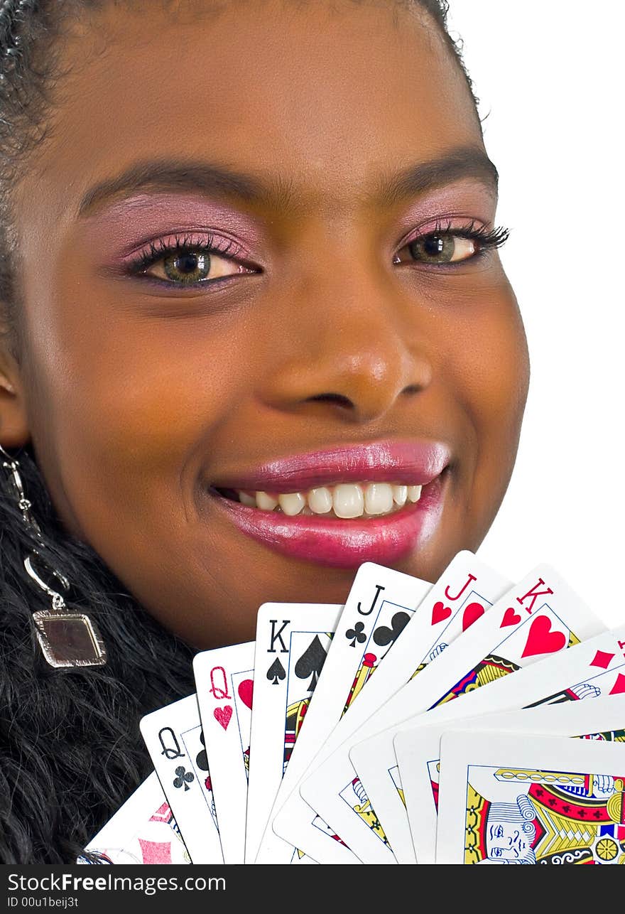 African Woman Playing With Cards