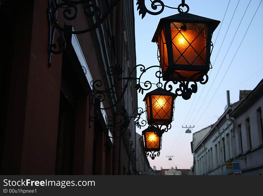 NIght town's view, Kaunas, Lithuania. NIght town's view, Kaunas, Lithuania