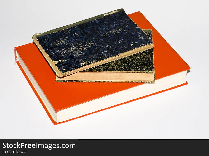 Old books on white background