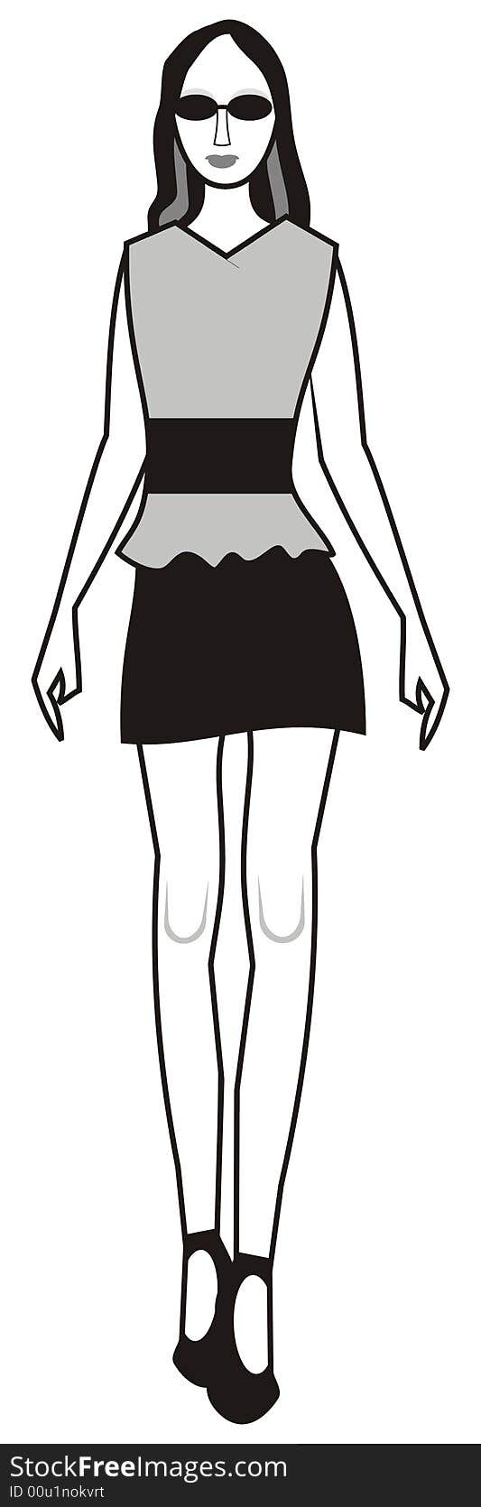 Art illustration of a thin girl