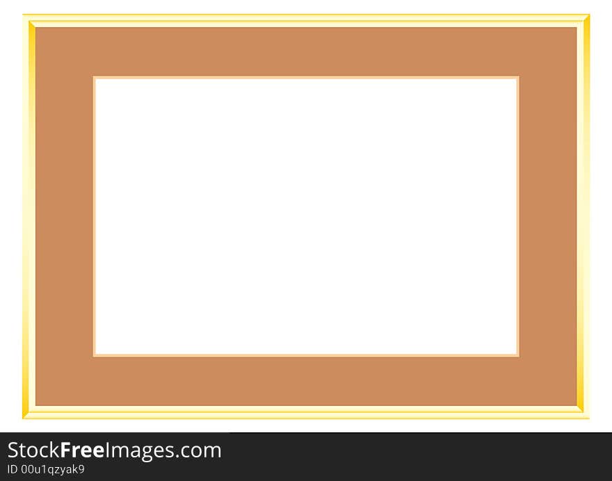 Golden photo frame illustration isolated on white background