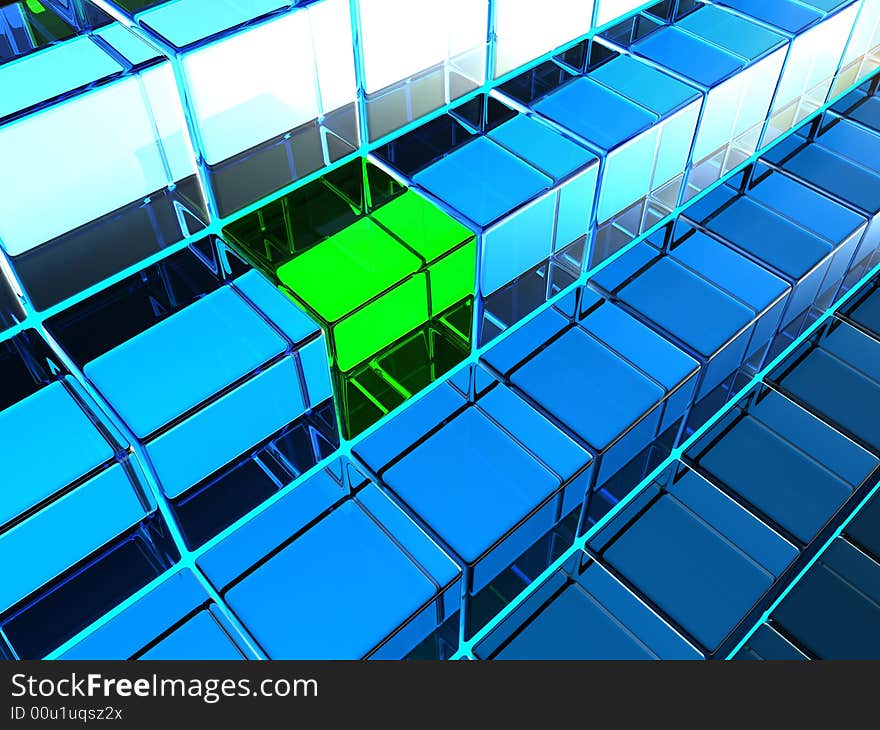 A 3D illustration of glass cubes.