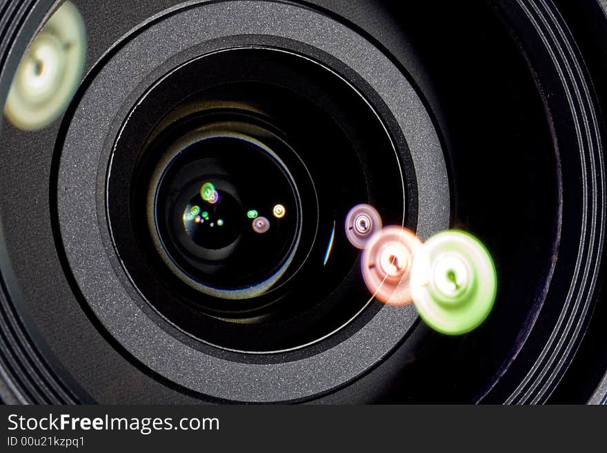 Close up of lens with flares. Close up of lens with flares