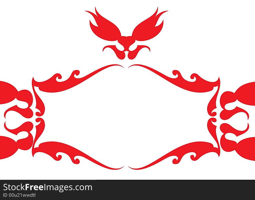 Red frame in decoratively shaped