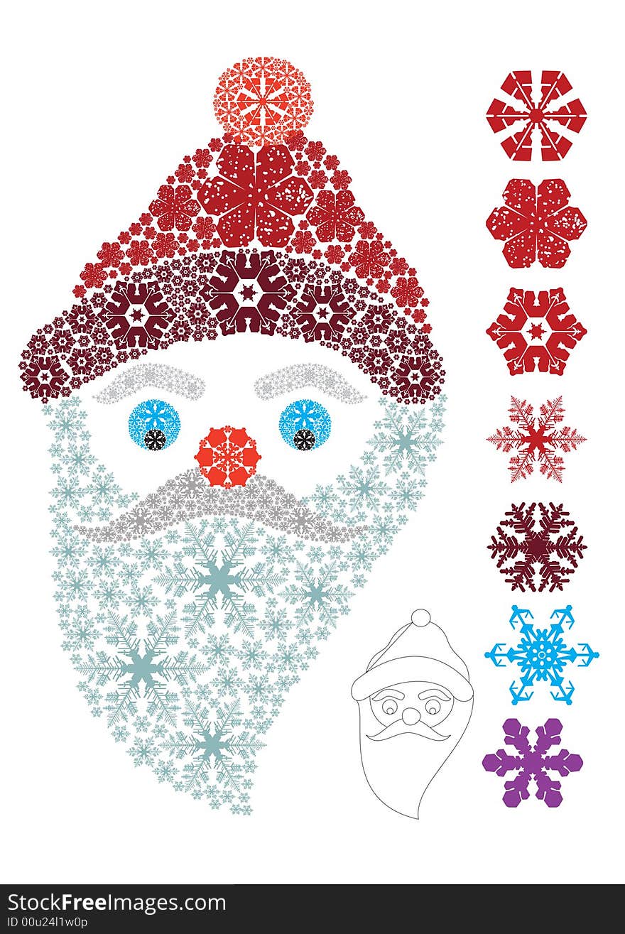 Saint Claus design by snowflakes. Saint Claus design by snowflakes