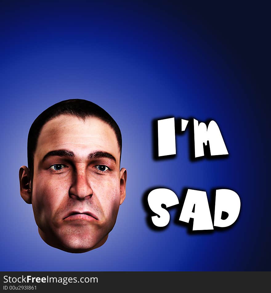 A conceptual image of a mans face, that is very sad. A conceptual image of a mans face, that is very sad.