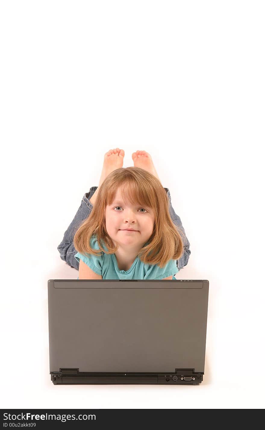 Young girl using a laptop