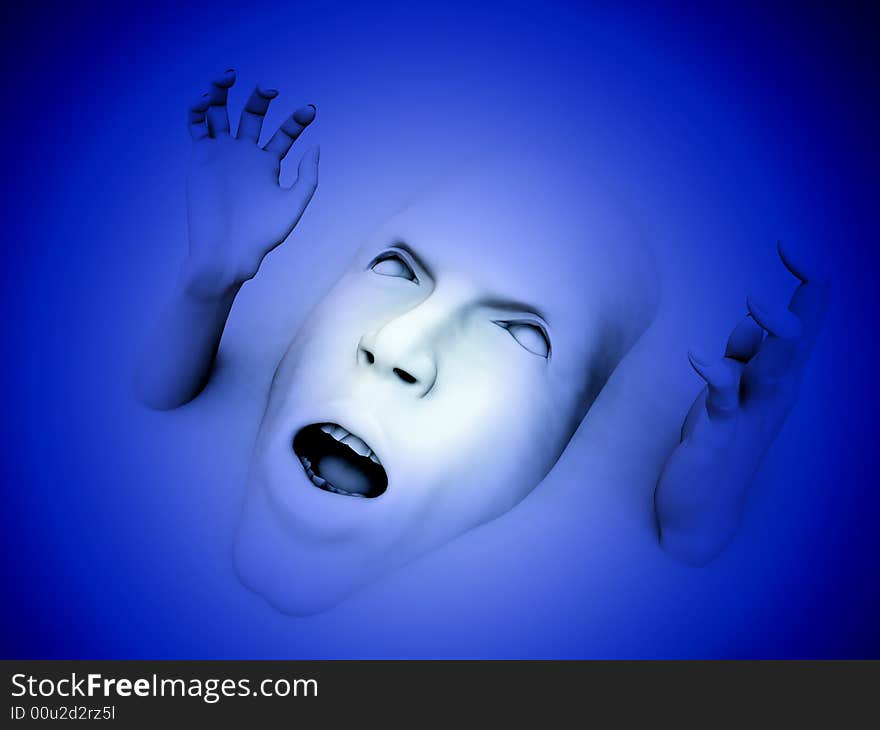 A conceptual image of a face that could be in great pain or could be screaming in fear, it would be a good Halloween image. A conceptual image of a face that could be in great pain or could be screaming in fear, it would be a good Halloween image.