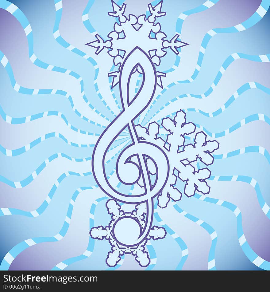 Shiny design treble clef with background