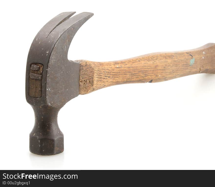 Old hammer vintage wooden handle for home construction. Old hammer vintage wooden handle for home construction