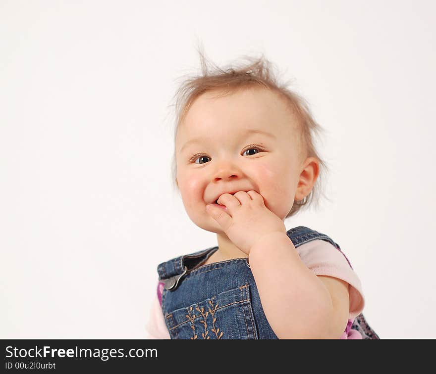 Sweet baby girl on white background. Sweet baby girl on white background