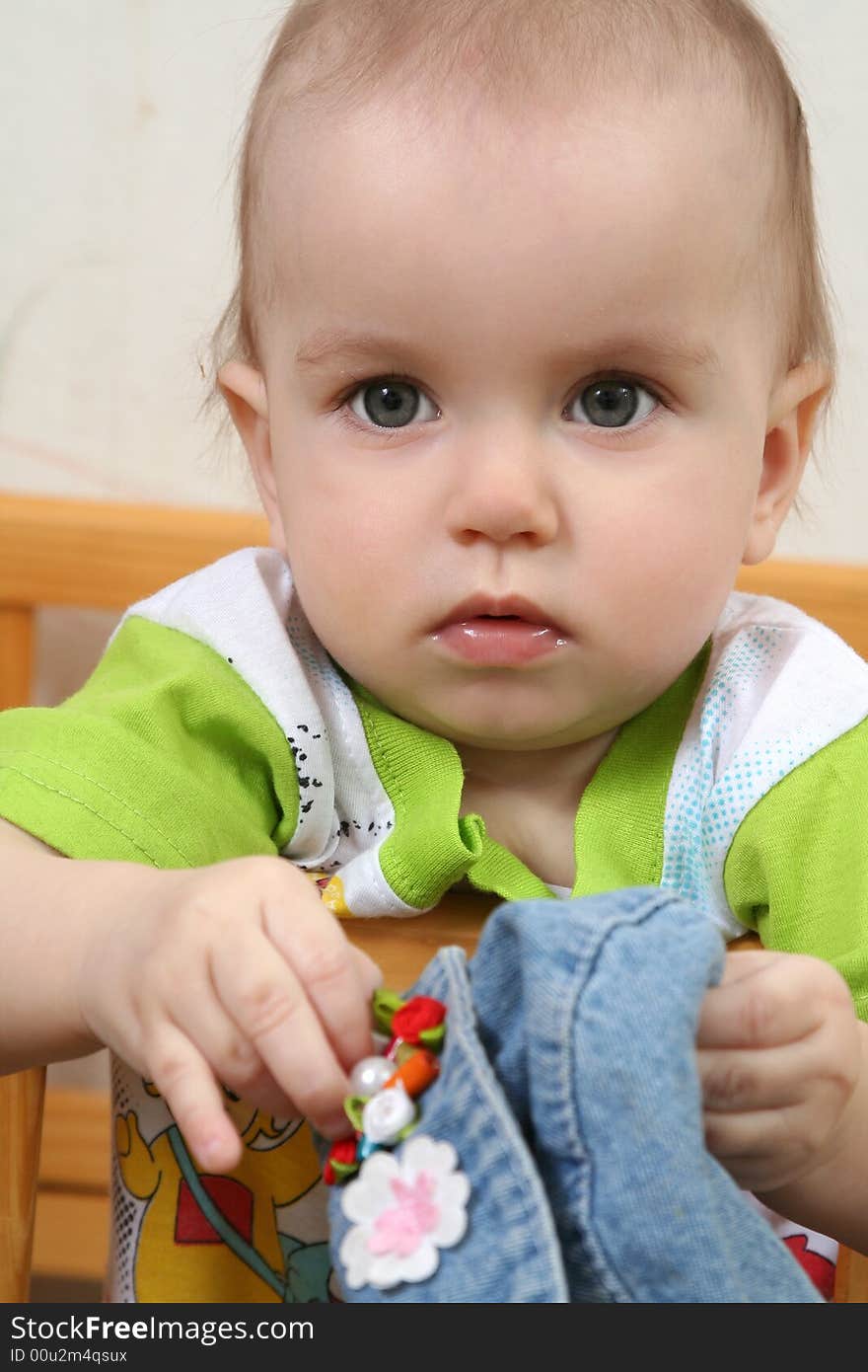 Charming baby girl close up