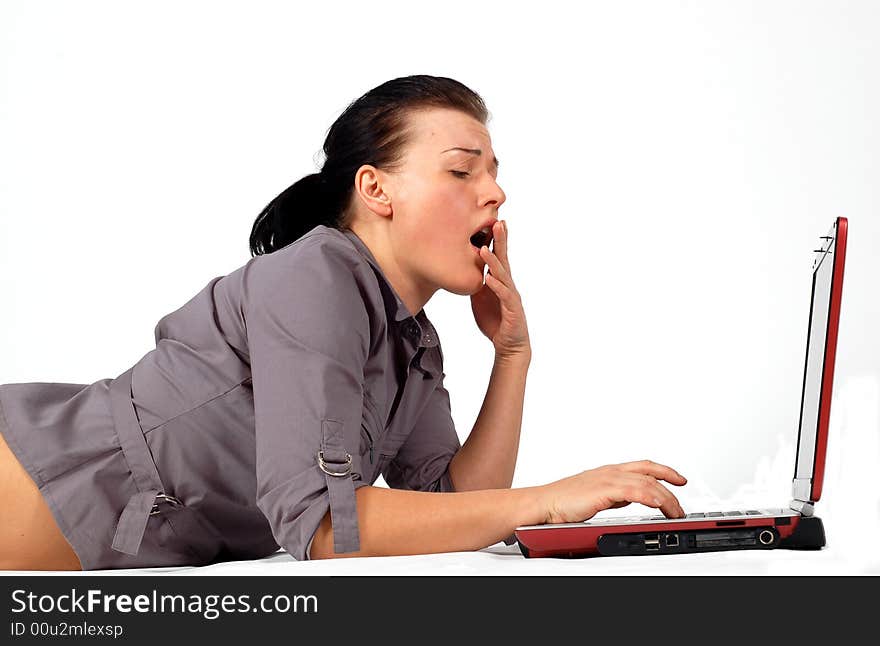 Woman working on laptop