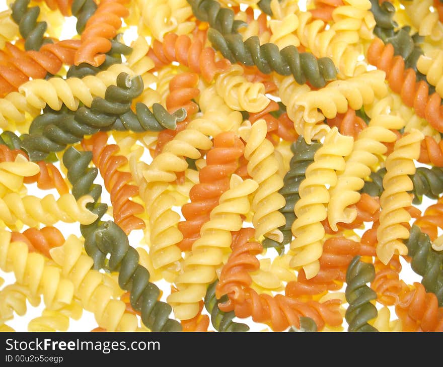 Three Color Dry Spiral Pasta Spread. Three Color Dry Spiral Pasta Spread