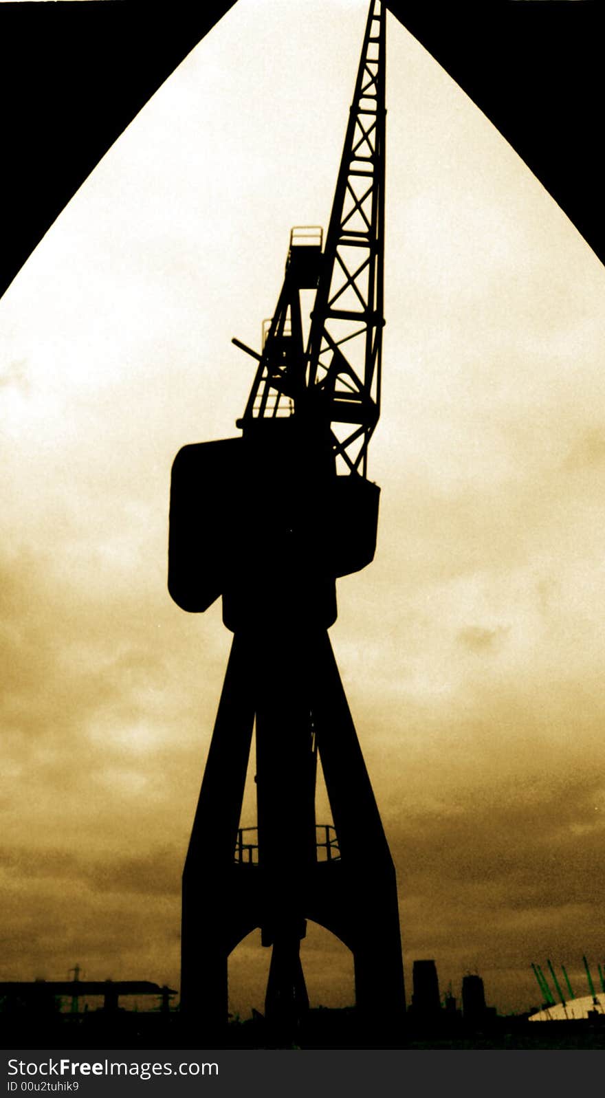 Silhouette of a shipyard crane. Silhouette of a shipyard crane