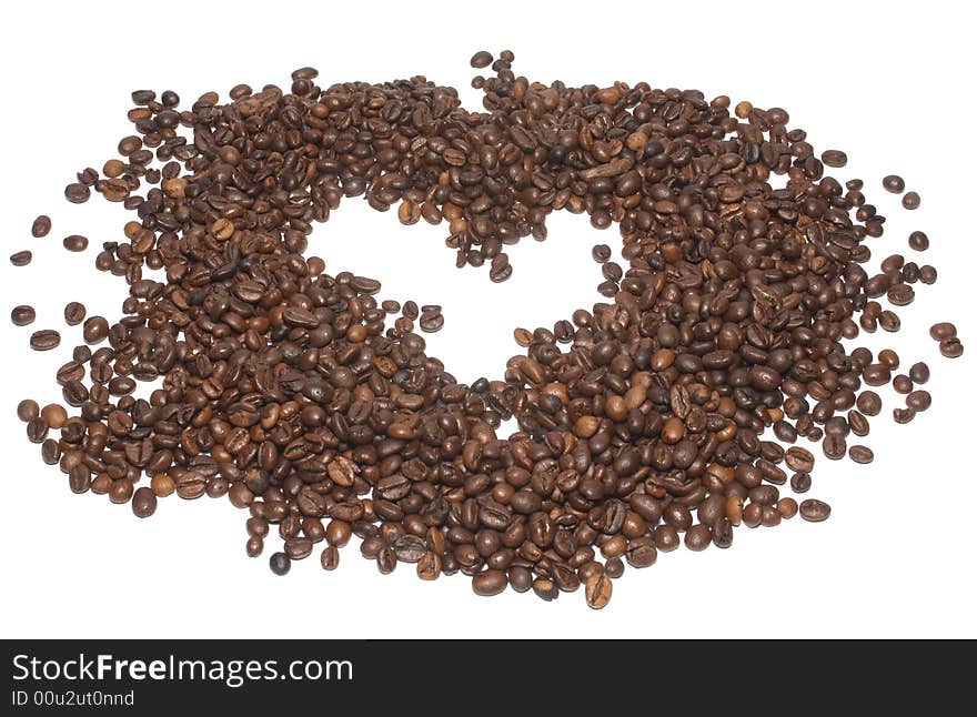 Coffee beans in the form heart. Coffee beans in the form heart