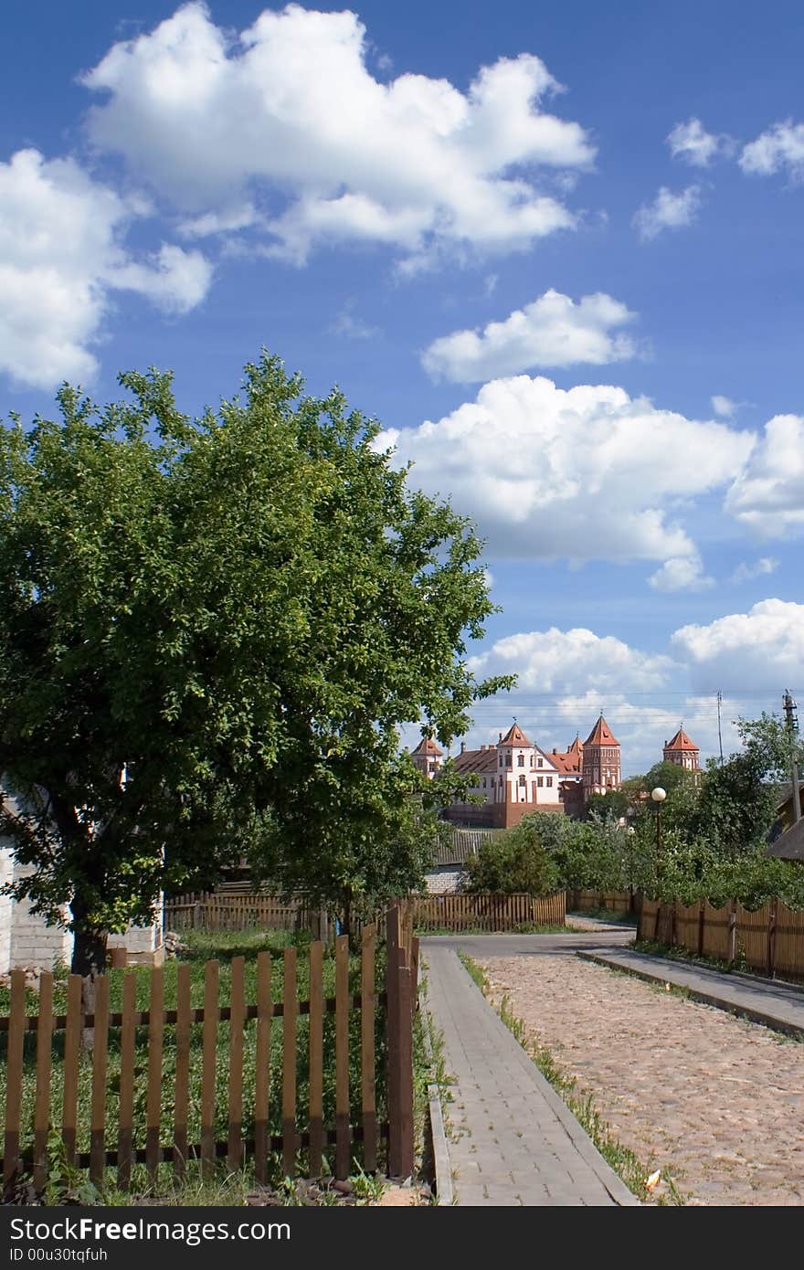 View to Castle from Mir village, Belarus