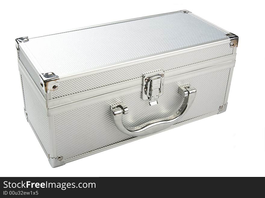 Aluminum suitcase on white background. Aluminum suitcase on white background.