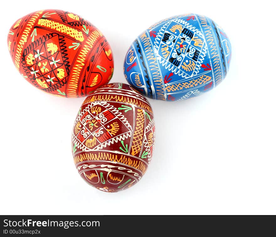 Three russian tradition easter eggs side by side o