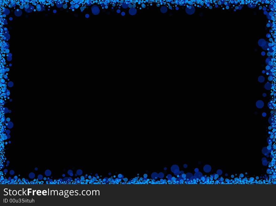 A set of blue dots forming a frame with black background. A set of blue dots forming a frame with black background