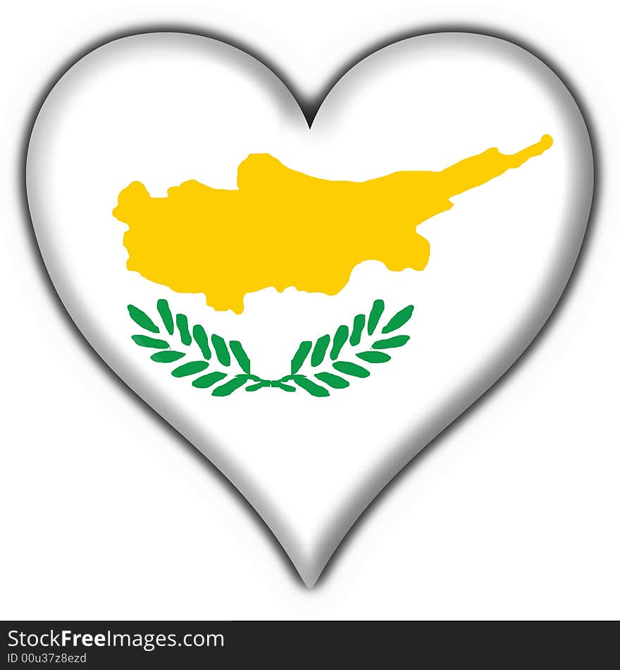 Cyprus Button Flag Heart Shape