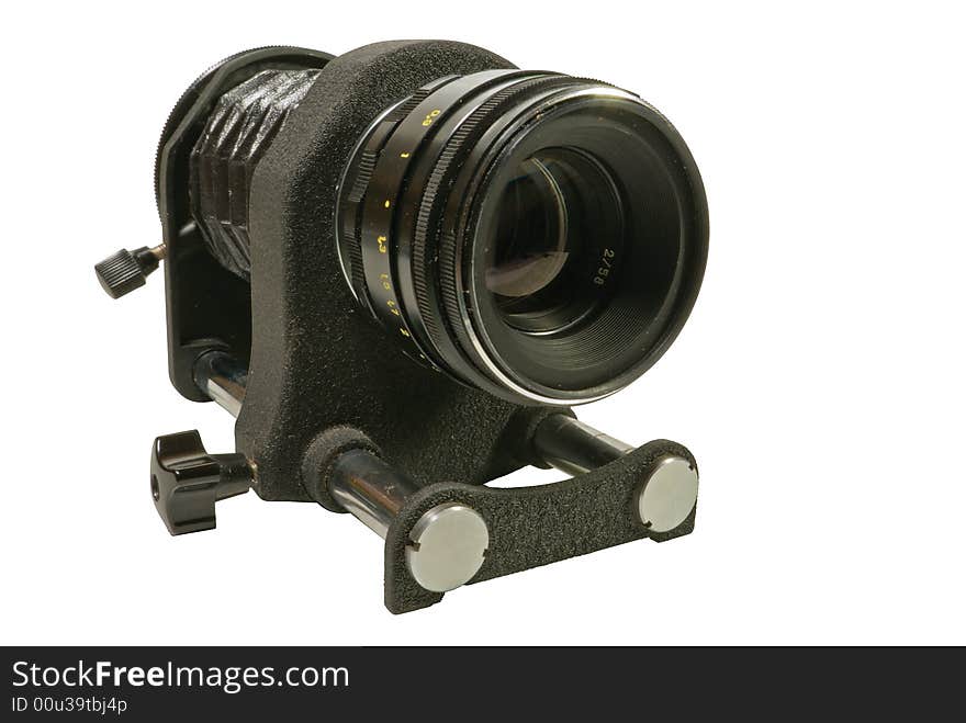 Macro bellows with lens