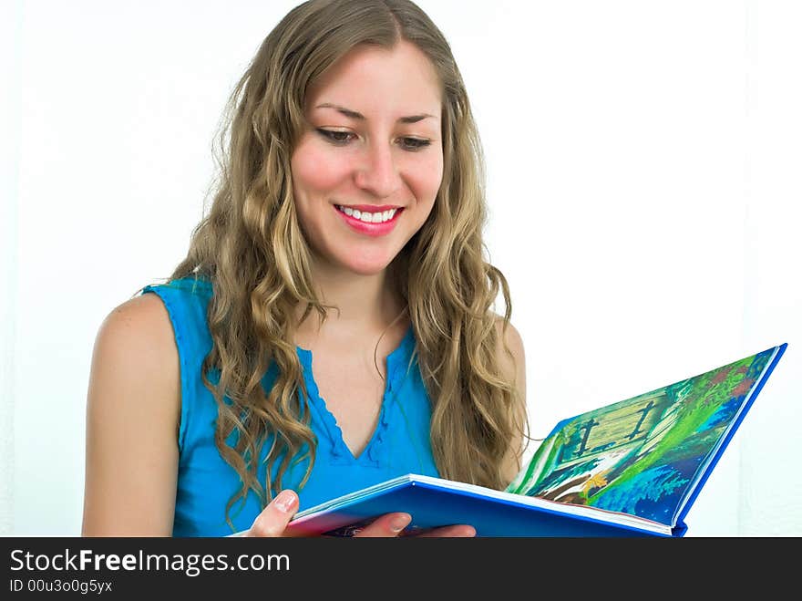 Woman with a colorful book