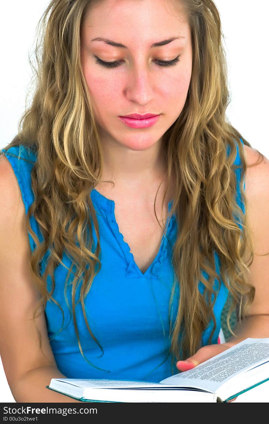 Sweet young adorable woman with a book