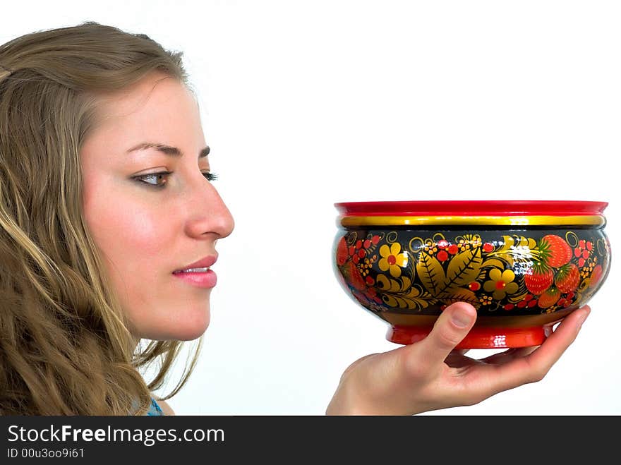 Young pretty woman with a bowl