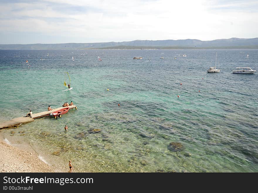 Relaxing on the tropical sea water on the vacation. Relaxing on the tropical sea water on the vacation