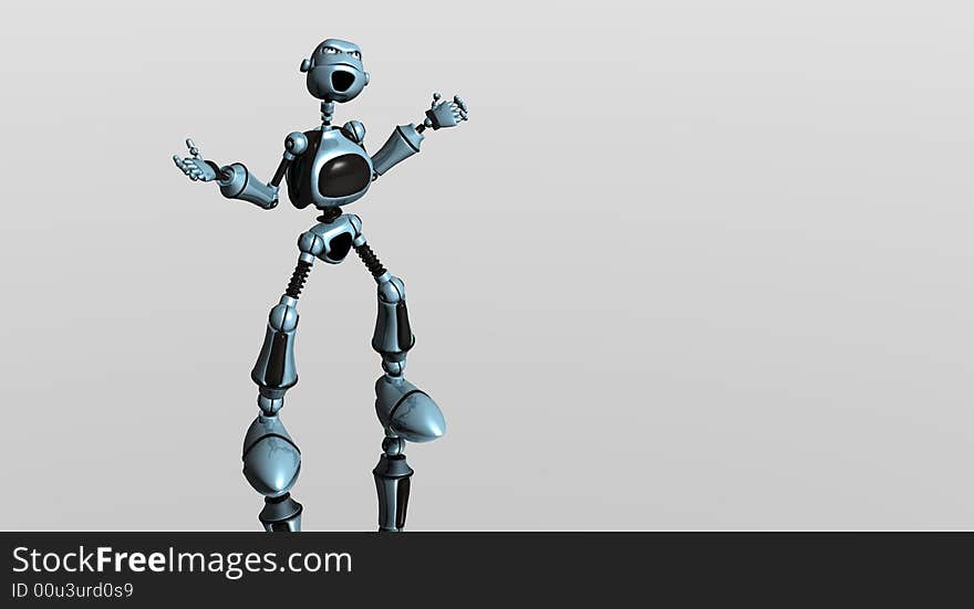 Cgi render of cartoon robot