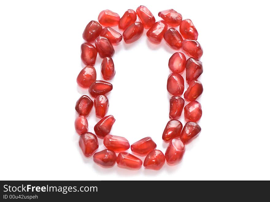 Red isolated pomegrsnate alphabet o for schools