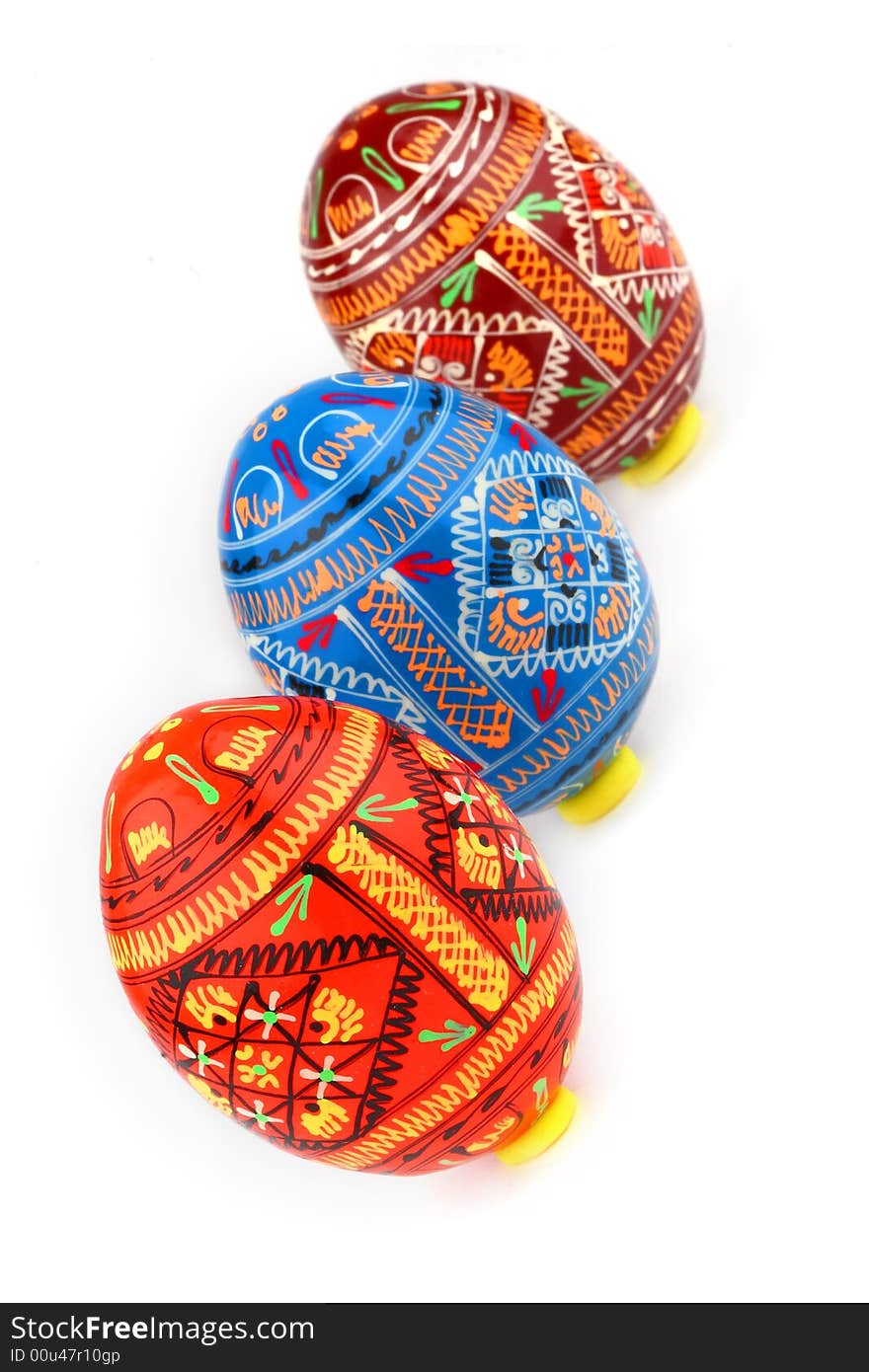 Three Russian Tradition Easter Eggs Diagonally