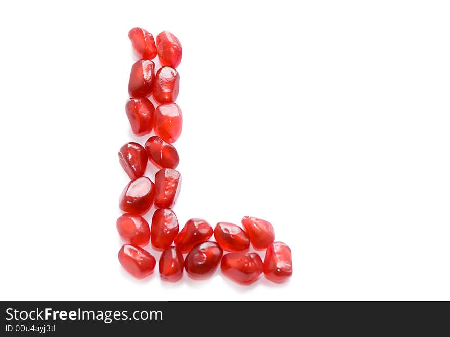 Red pomegranate alphabet letter l  for education